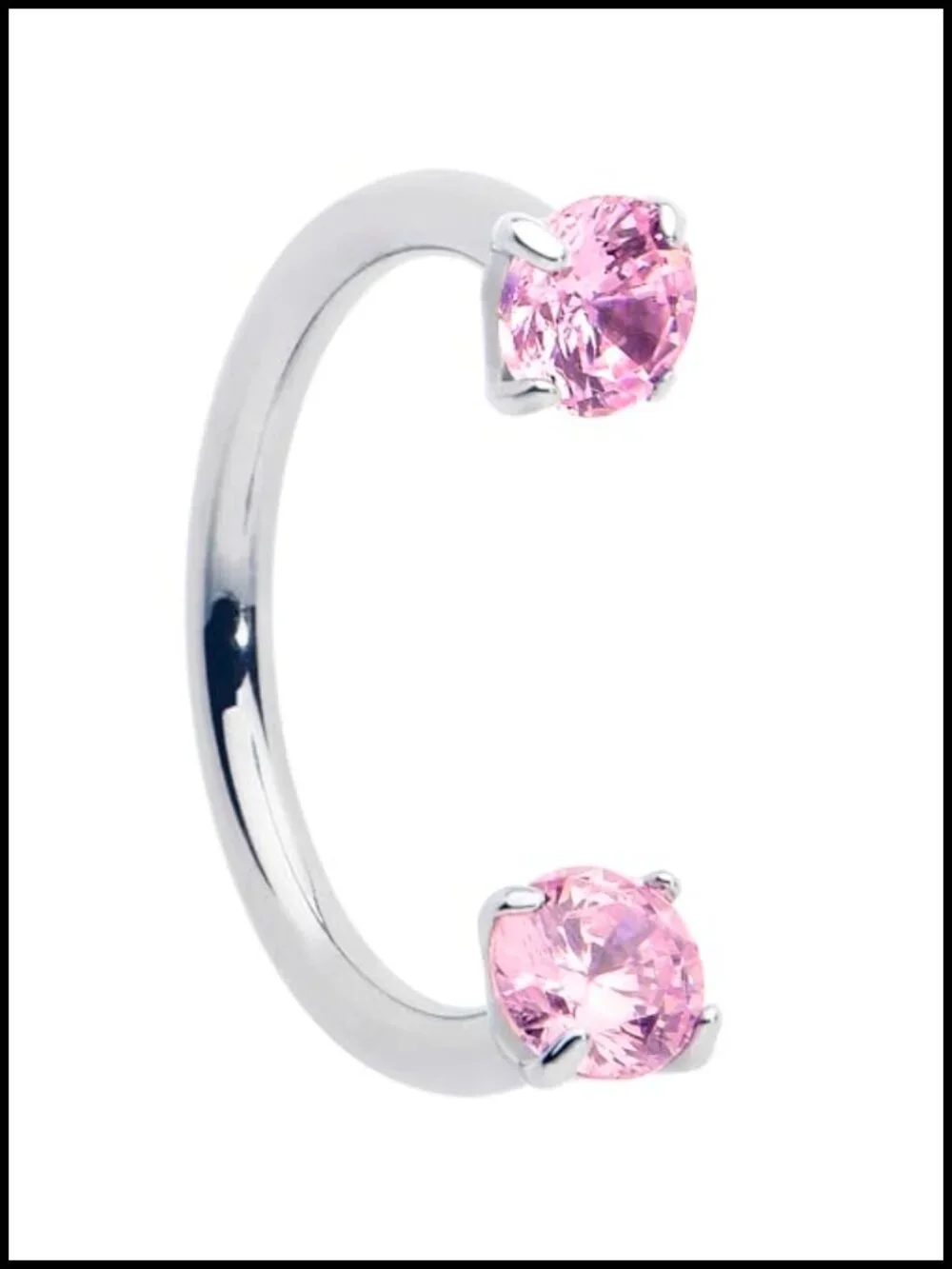 Implant Grade Titanium Horseshoe Nose Ring - 18G Internally Threaded CZ
